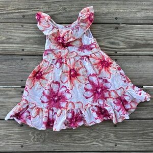 Vintage Old Navy Toddler 3T Dress Pink White Floral Ruffle Flowy